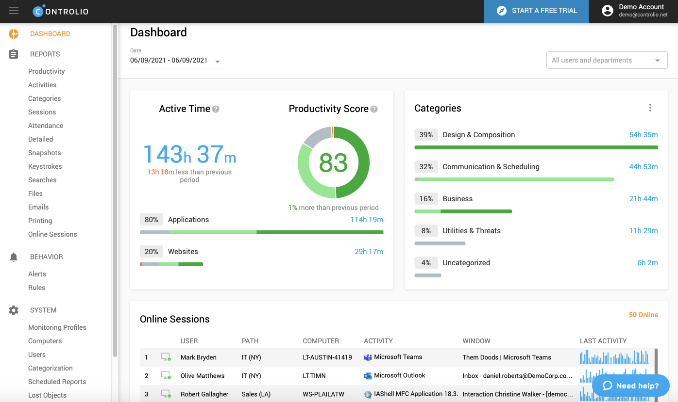 screenshot of WE Controlio